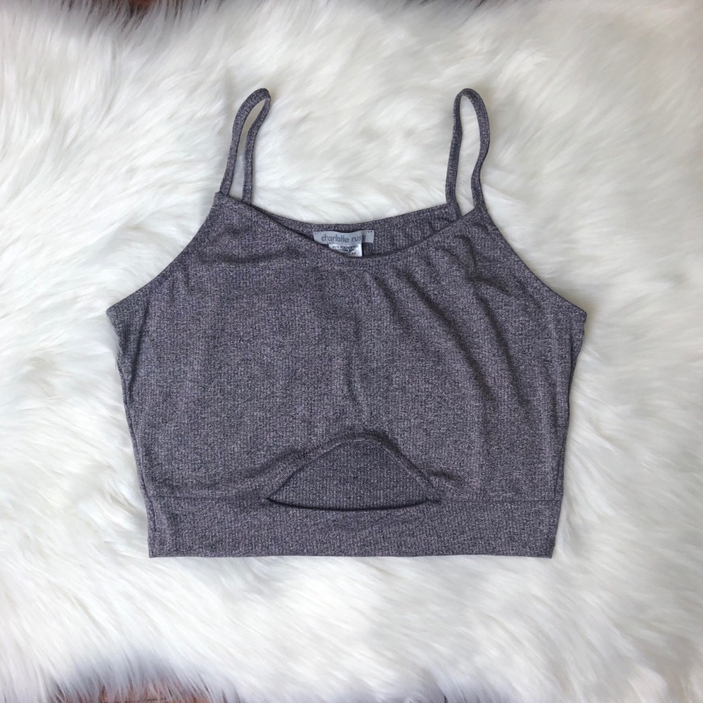 Charlotte Russe Cut Out Front Crop Tank Top Size M